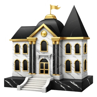 Black and white marble mansion aesthetics with shiny gold accents sticker