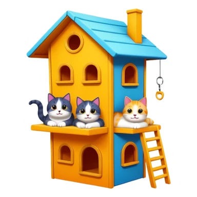cats relaxing in a vertical playhouse sticker