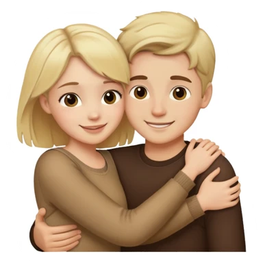 Blonde boy and brunette girl love sticker