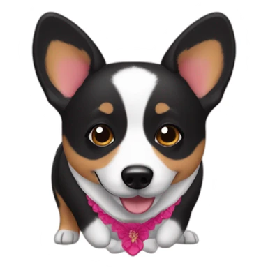 Black corgi wearing sevillana dress sticker