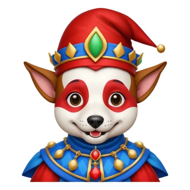 crazy funny colorful jack russel dog jolly joker, medieval, vintage, court jester, mac os icon, blue color sticker