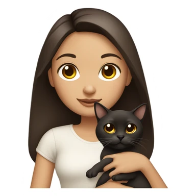 Make a girl with dark brown hair and dark brown eyes holding a Siamese cat sticker