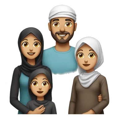 Muslim familys with 1 son 2 daughters  sticker