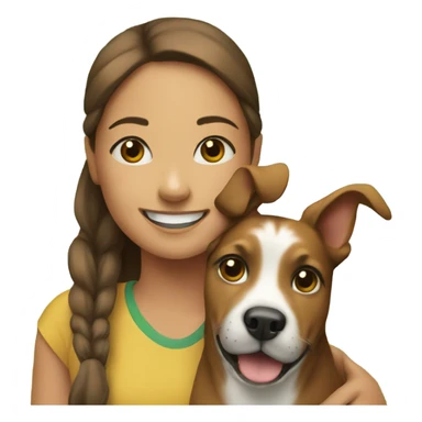 smiling girl with dog outdoors sticker