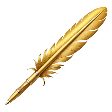 3D perspective Premium golden feather pen sticker