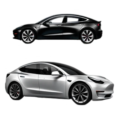 small photo realistic, open top, black color, grey rims, Tesla Model 3, black upholstery, side view sticker