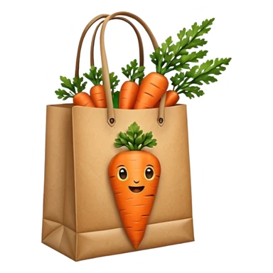 paper shopping bag with carrot inside. Transparent background sticker