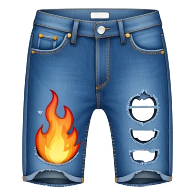 creative emoji combining fire and a pair of blue jeans, fire burning or emerging from the jeans, fun and expressive emoji style sticker