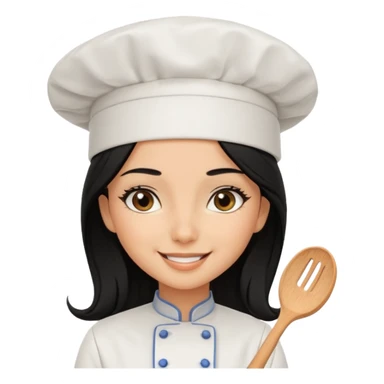 Create a cute girl, black hair, Middle Eastern with lashes  chef🧑‍🍳 emoji, barbie vibes tan skin black long hair with long lashes  sticker
