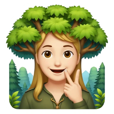 mystic forest character finger under chin teasing smile sticker