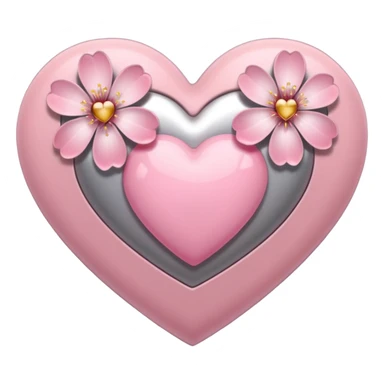 heart with a sakura blossom overlay and pink silver highlights sticker