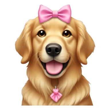 Golden retriever with pink bow on her ear sticker