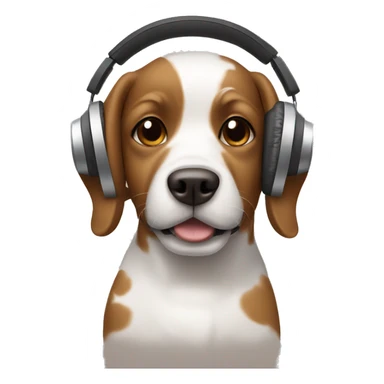 dog with brown and white spots wearing headphones sticker