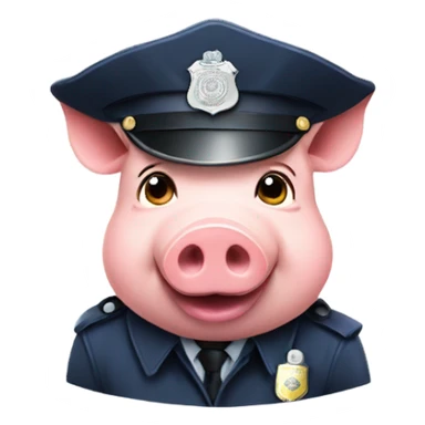 2D pig with police hat emoji sticker