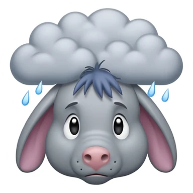 Sad Eeyore under a raining cloud sticker