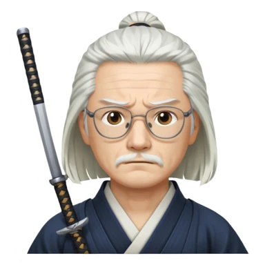 samurai, slim, long white hair , glasses sticker