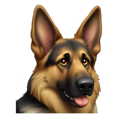German Shepherd, with long fur, color grading would be black and brown yellowish feet, a little brown yellowish behind ears and the same color only under eyes on the cheeks and two brown/yellow dota over the eyes sticker