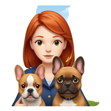 Redhead girl with french bulldog and belgian malinua sticker