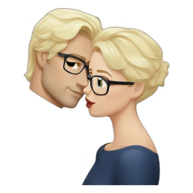 Henry Cavill kiss blond woman wearing glasses, with very short hair sticker