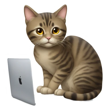 cat with mac book sticker