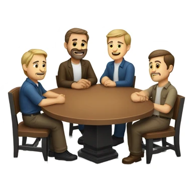 6 Caucasian men sitting at a round table sticker