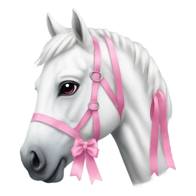 A beautiful white horse with a minimalistic pink bow sticker