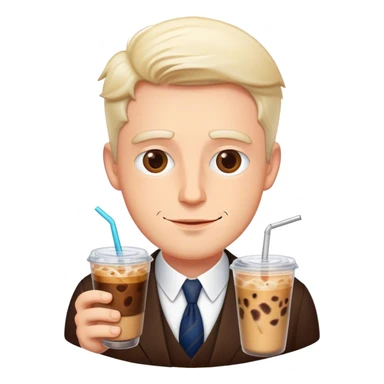 british gentleman with aiced cofee sticker