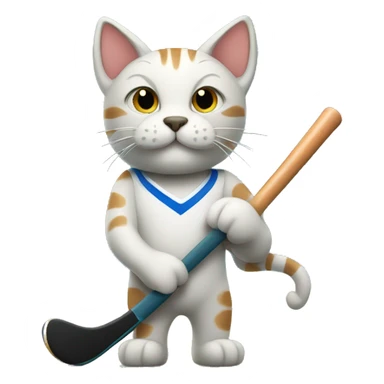 cat playing field hockey sticker
