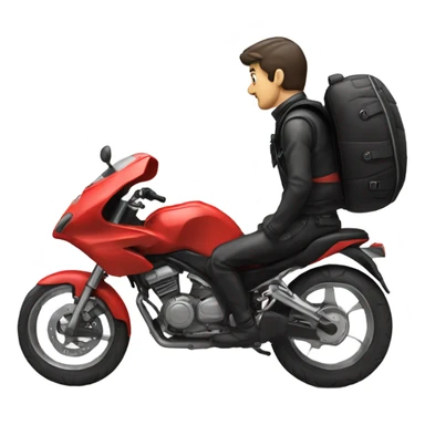 Red and Black MotorBike with Man and a Backpack sticker