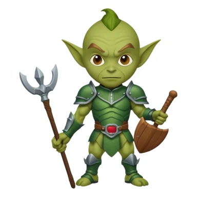 Goblin Warrior – short green goblin with armor and wooden club sticker