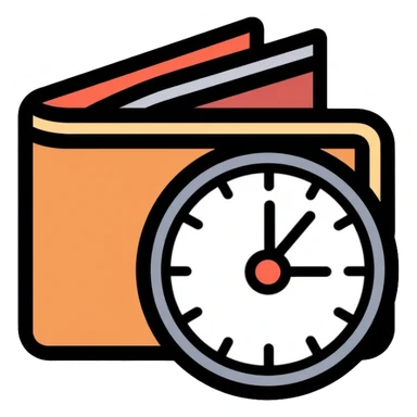 wallet next to a clock sticker