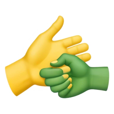 green hand and yellow hand handshake sticker