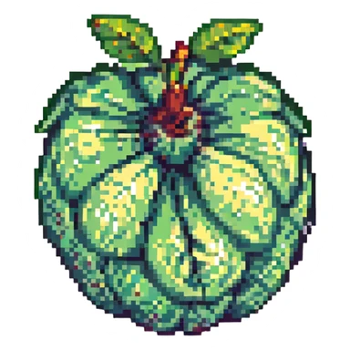 pixel art sugar apple fruit, 32x32 pixels, bright colors, no background sticker