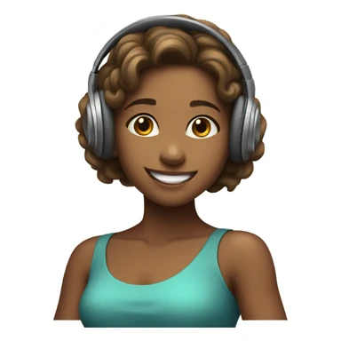 Girl wearing headphones jamming to music  sticker