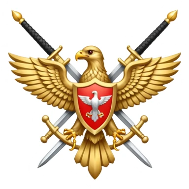 Insignia militar realista para videojuegos de guerra (estilo Delta Force), forma de escudo metálico con bordes desgastados. Incluye:

Símbolo: [fusiles cruzados / águila / estrellas / espada] sticker
