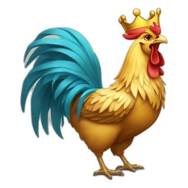 proud and howling golden rooster with a crown on its head sticker