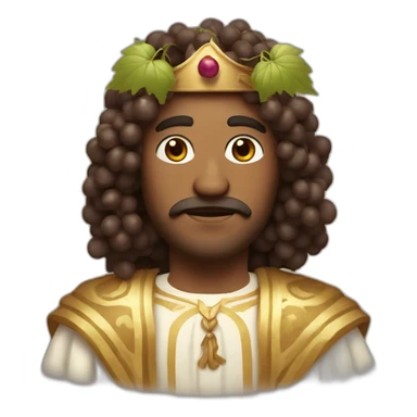 man with greek robe and long curly hair and a crown of grapes and no mustache sticker