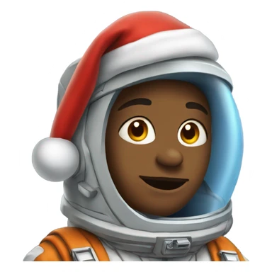 boys in spacesuits under clouds with Santa hat sticker
