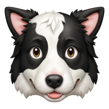 A black and white border collie has the hoof of a cow in her mouth. sticker