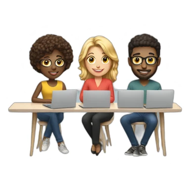 3 designers with laptops sticker