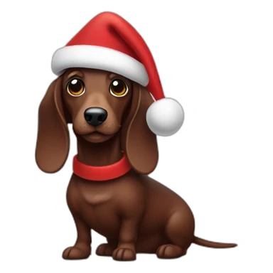 Chocolate sausage dog wearing a Santa hat sticker