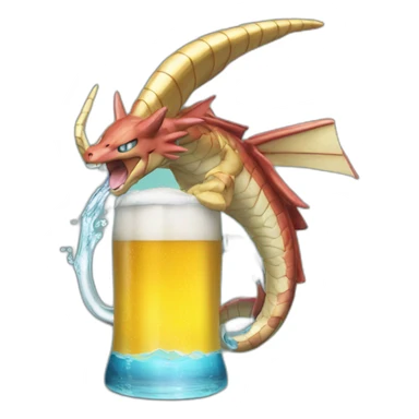 Gyarados drinking beer sticker