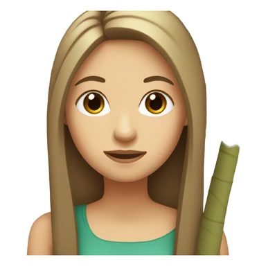 White girl with long straight brown hair carrying small palm tree sticker