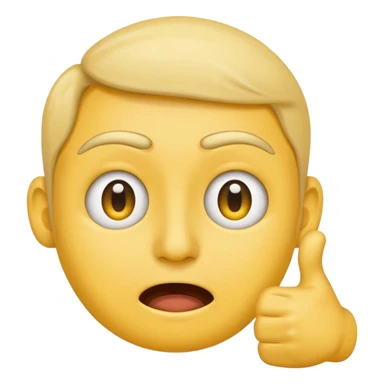 Emoji face stressed out with one eye quivering and a thumbs up sticking out sticker