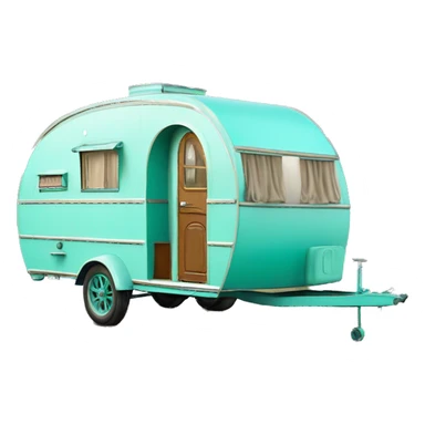 Realistic tiffany blue vintage round gypsy caravan wagon camper sticker