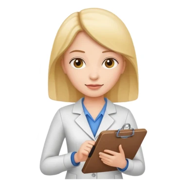 female character with a clipboard, standing sticker