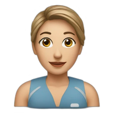 a laptop screen that has a video call showing a friendly female therapist sticker