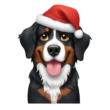 Bernese Mountain dog with a christmas hat sticker