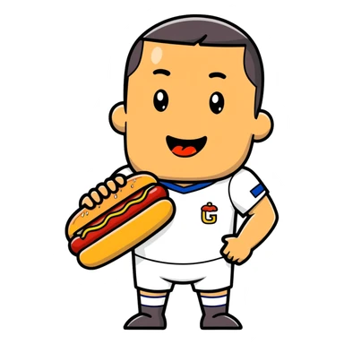 Ronaldo with hotdog in his mouth sticker