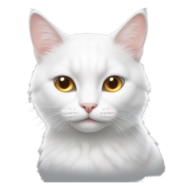 white cat with fur and heterochromic eyes sticker
